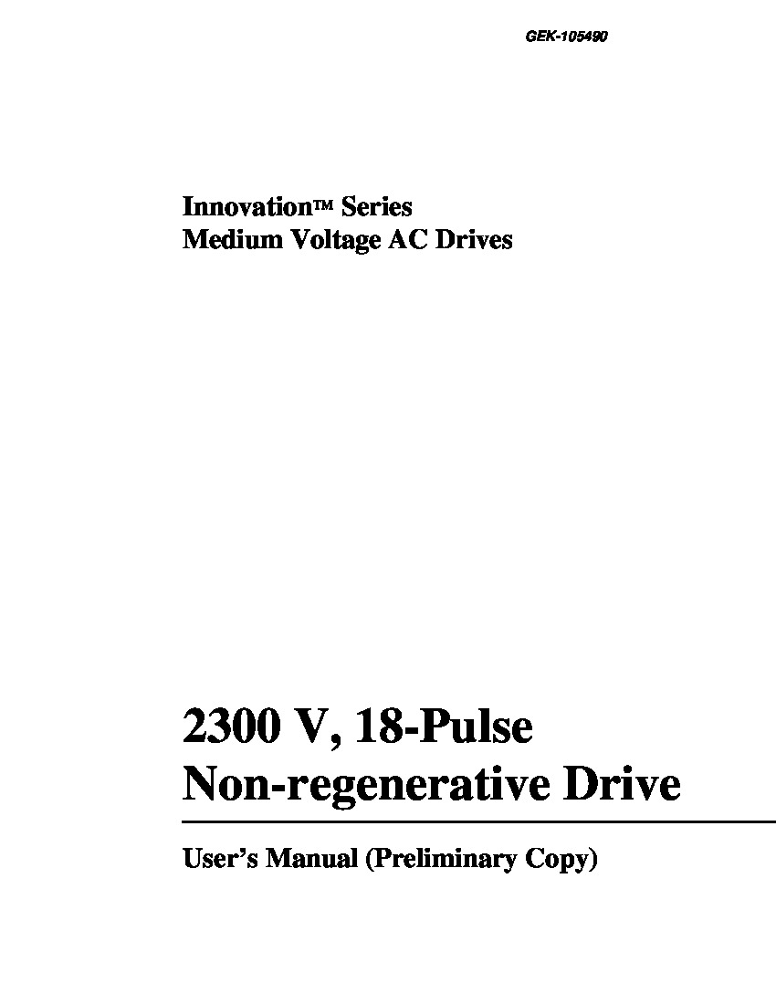 First Page Image of IS200IVFBG1A GEK-105490 Innovation Series Medium Voltage AC Drives Instruction Manual.pdf